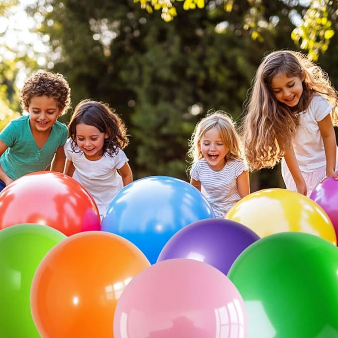 100 Pcs Giant Balloons Kit 18 24 36 Inch Mixed Size Latex pool Balloon, With 10 Colors - Party Decoration Supplies for Birthdays, Weddings, Events