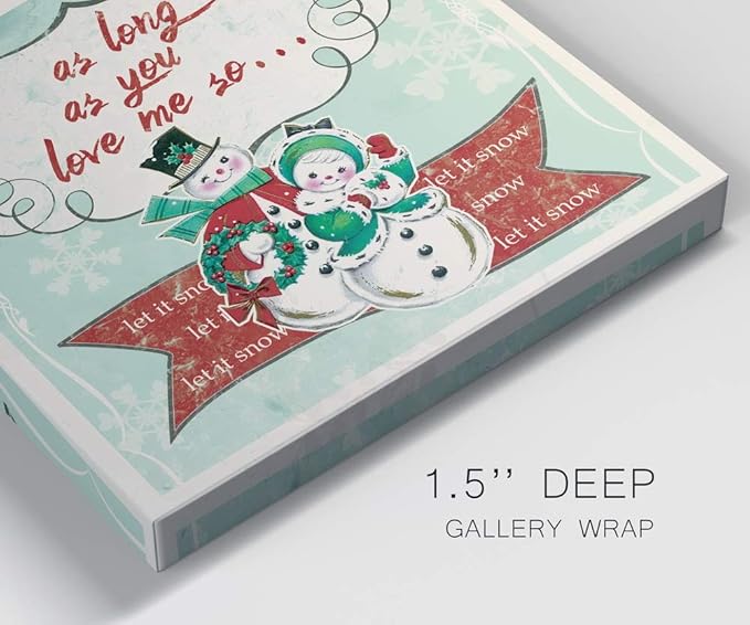 Renditions Gallery Let it Snow Couple Wall Art, Christmas & Winter Artwork, Cute Pair of Snowmen Holiday Decor, Premium Gallery Wrapped Canvas, Ready to Hang, 16 in H x 16 in W, Made in America