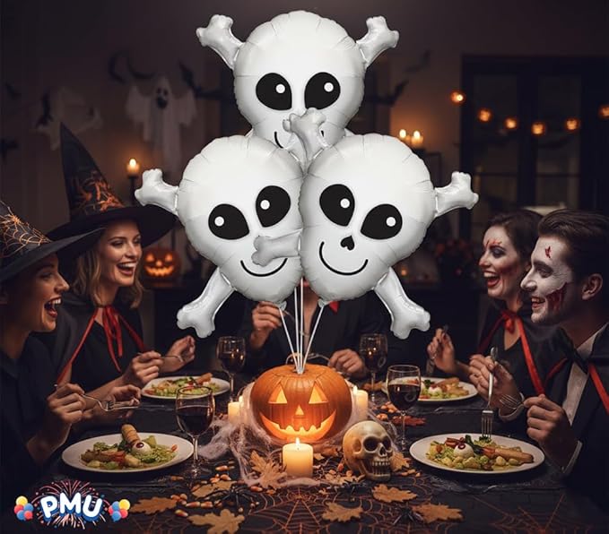 PMU 10 Pc Halloween Happy Skull 32 Inch Jumbo Mylar-Foil Balloon