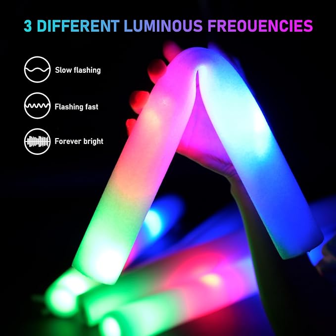 248 PCS Glow Party Supplies, Glow in the Dark Party Favors 24PCS Foam Glow Sticks, 24PCS LED Glasses and 200PCS Glow Sticks Bracelets, Neon Party Favors for Wedding,Concert,Raves and Birthday