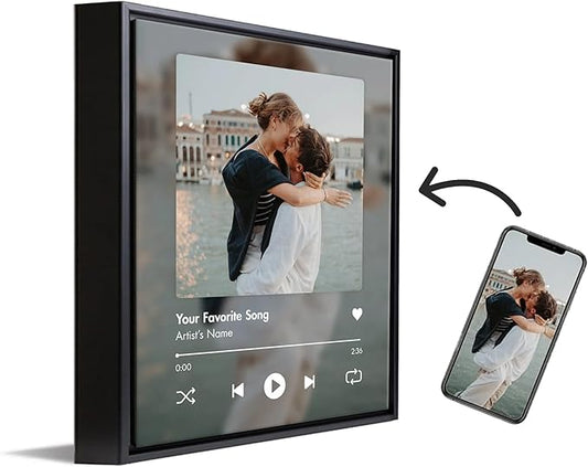 Personal-Prints CUSTOM SONG | Custom Song Title and Photo Wedding Wall Art Gift | Personalized Photos & Song | Anniversary, Wedding, Valentine's Day Gift (12"x16" Float Framed Canvas)