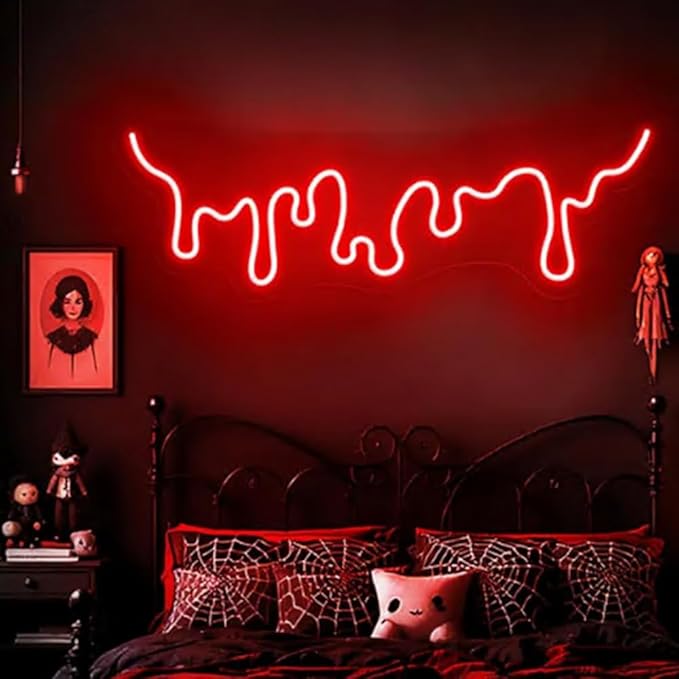 Blood Drip Neon Sign, Dripping Blood Neon LED Wall Light, Horror Room Decor, Halloween Party art Sign Size:21in x 7.3in