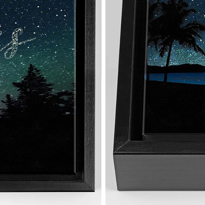 Personal-Prints Written in the Stars Personalized Art | Customized with Names in the Sky | Unique Wedding, Anniversary, Valentine’s Day, or Romantic Gift (13.5"x32.5" Framed Canvas - BEACH)