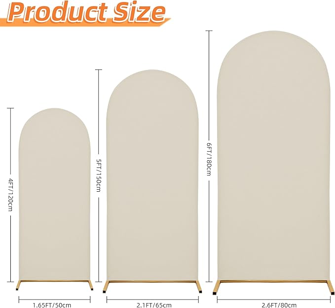 Title: SUKAIKEQA Small Arch Cover Trio – 6FT, 5FT & 4FT Stretch Backdrop Set for Intimate Events, Baby Showers & Photo Nooks – Mini Arch Decor Bundle
