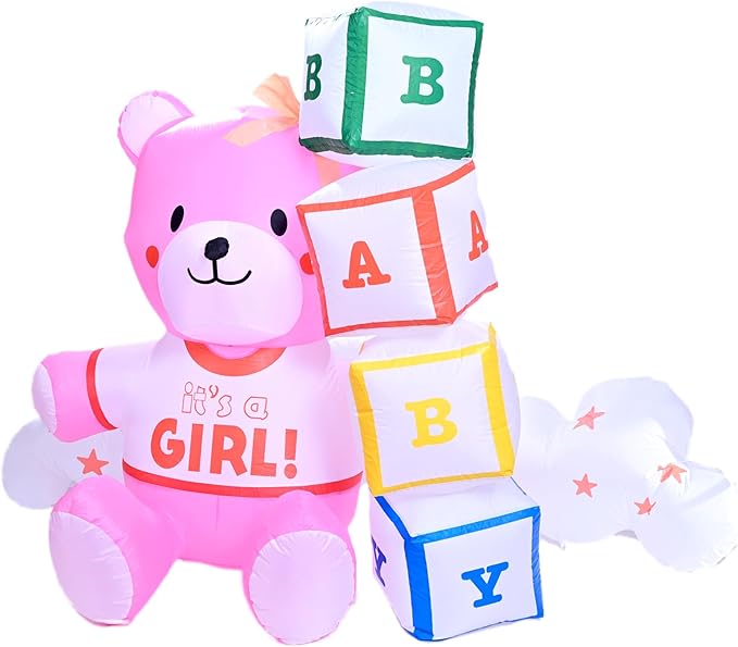 5.5Ft Inflatable Little Cub Arrival Girl Yard Garden Lawn Decoration, Outdoor Lighted Blow Up Display, Indoor Home Celebration, Birthday Party Holiday Decor Yard Prop Sign