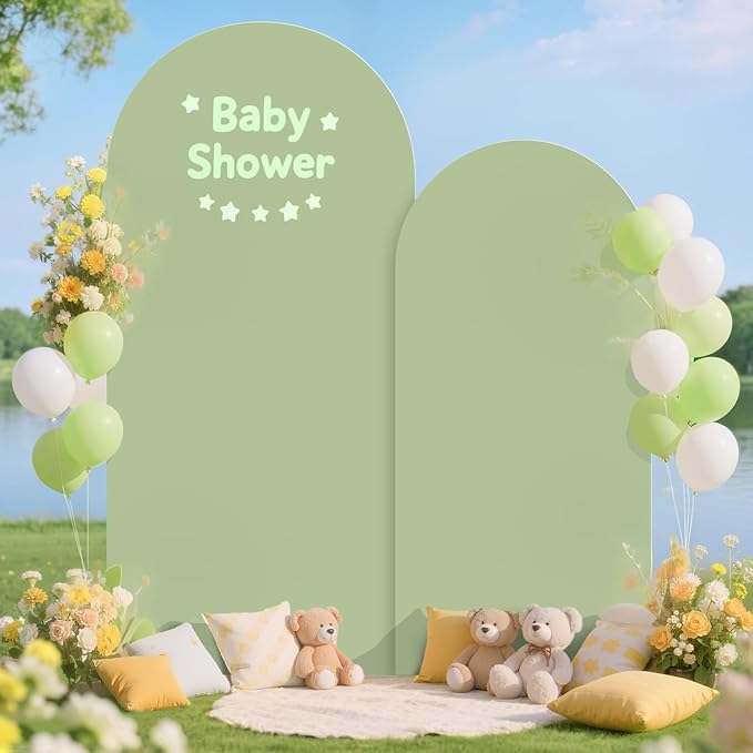 Arch Covers 7.2 and 6ft Spandex Arch Backdrop Cover Set of 2 for Arch Stands Sage Green Chiara Backdrop Arch Stand Cover Happy Birthday Decorations