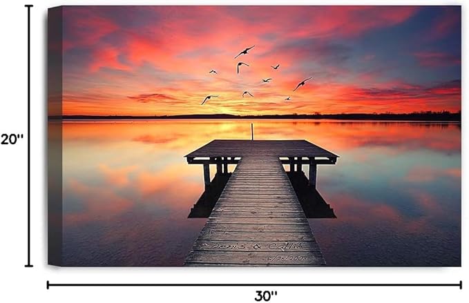 IPIC - Our Own Sunset Personalized Artwork with Names, Customized Gift for Anniversary, Giclee Canvas Wallart. 30x20