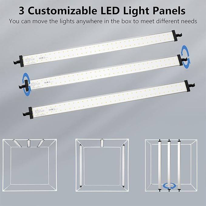 Photo Studio Light Box for Photography: Takerers 32x32 Inch 210 LED Large Lightbox for Product with 3 Stepless Dimming Light Panel, Professional Background Shooting Tent with 5 Color Backdrops