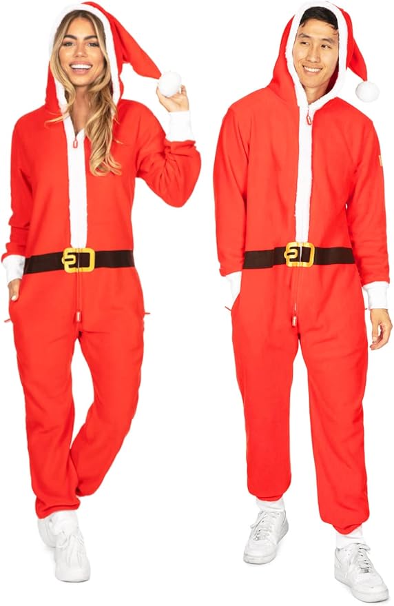 Tipsy Elves Christmas Onesies for Adults - Comfy Unisex Matching Holiday Jumpsuits with Convenient Pockets