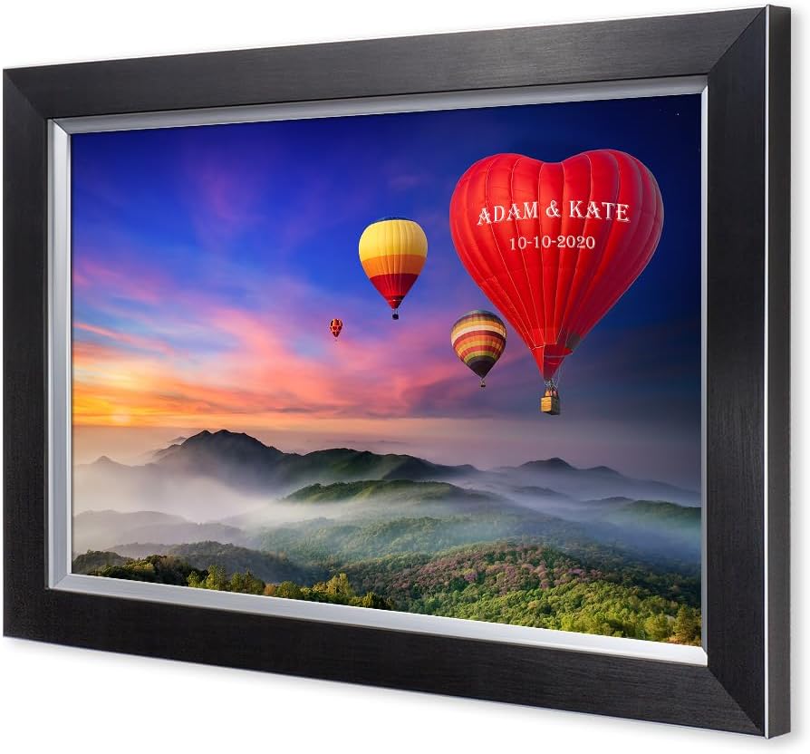 IPIC - Romance on High Personalized Wall Art with Names, Personalized Artwork with Names and Date on, Customized Gift for Anniversary,Wedding,Birthday and Holidays. Framed size: 21x15