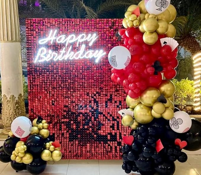 Shimmer Wall Backdrop - 24pcs Decorations Panel | Wedding, Birthday, Anniversary, Engagement & Bridal Shower Party Decor Panel (Red)