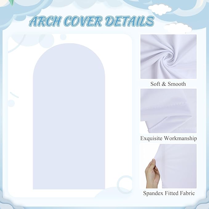 FOTSHARER 7.2FT Wedding Arch Backdrop Stand with White Arch Cover Set Balloon Arch Stand and Spandex Arches Backdrop Stands Cover Metal Back Drop Arches for Birthday Party Ceremony Banquet Decor