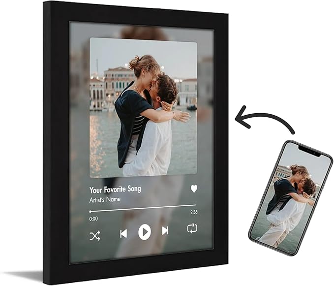 Personal-Prints CUSTOM SONG | Custom Song Title and Photo Wedding Wall Art Gift | Personalized Photos & Song | Anniversary, Wedding, Valentine's Day Gift (11"x14" Framed Paper Print)