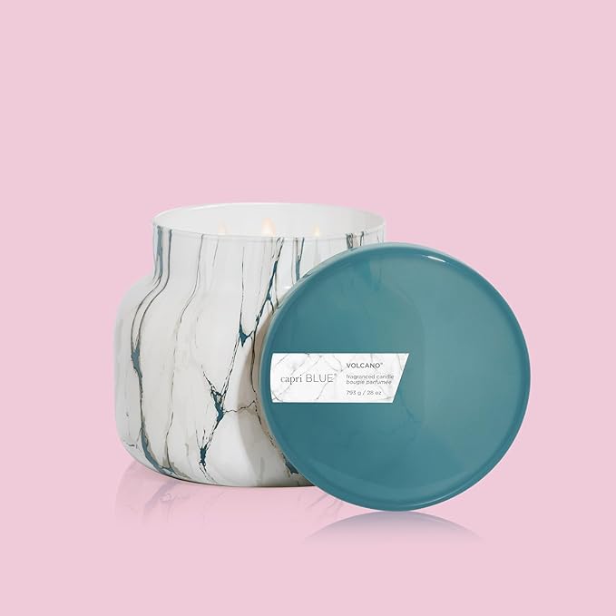 Capri Blue Scented Candles - Modern Marble Oversized Jar - Luxury Candles for Home Scented with Tropical Fruits & Sugared Citrus - Soy Wax Blend (Volcano, 28 oz)