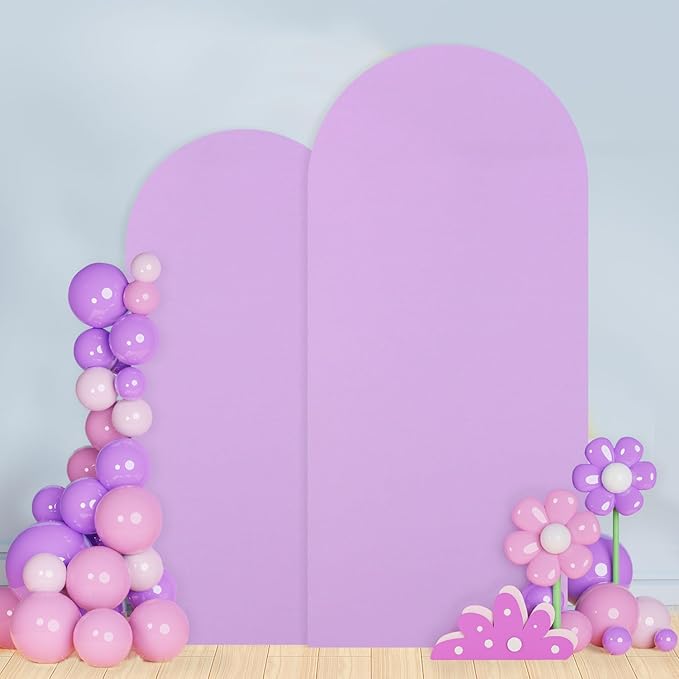 Spandex Wedding Arch Cover Set of 2 Lavender Arch Backdrop Covers 7.2ft, 6ft Arched Backdrop Frame Cover Chiara Arches Covers Stretchy Backdrops for Gender Reveal Baby Shower Balloon Decor