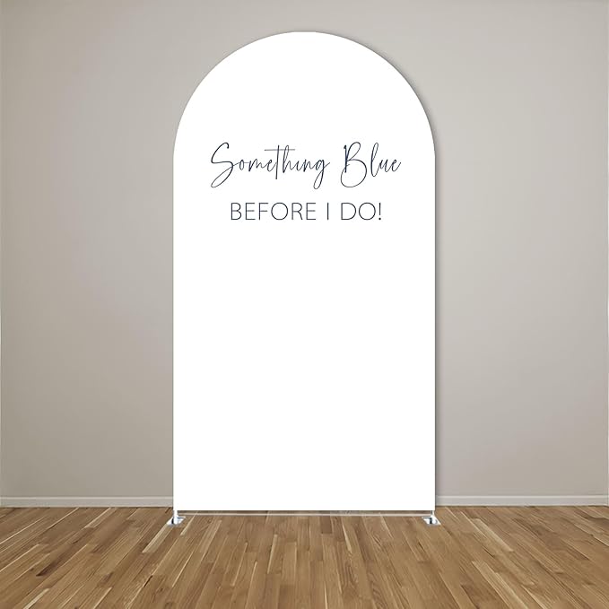 Something Blue Before I Do Arch Backdrop Cover Wedding Bridal Shower Bride to be Toile Party Arch Fabric Cover Blue Bloom Floral Baby Shower Decors (2.6X6ft,4313)