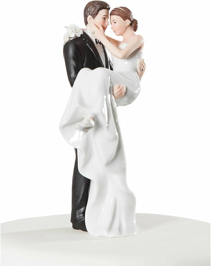 Wedding Collectibles Wedding Cake Toppers Bride and Groom | Groom Holding Bride | Unique Romantic Keepsake Cake Topper Figurine | Fine Porcelain | 6 Inches