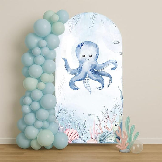 Arch Covers Underwater Birthday Party Decorations Chiara Arched Photography Backdrop Stand Cover for Kids Baby Shower Mermaid Sea Parties Props (3x5ft Cover,GX-2960)