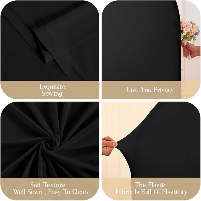 Black Arch Backdrop Cover Set of 3 - Spandex Arch Covers 7.2FT 6.6FT 6FT Stretchy Fabric Backdrop for Wedding Ceremony, Bridal Baby Shower, Birthday Party, Photo Booth Background Decor