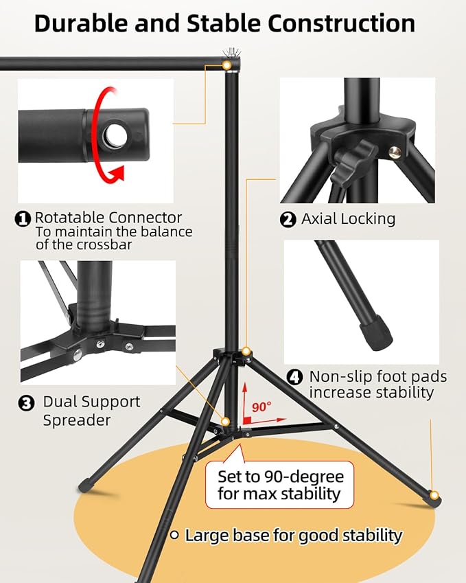 Hemmotop Photo Backdrop Stand, 10x7ft (WxH) Background Stand for Photoshoot, Backdrops Support kit with Carry Bag for Parties, Photography, Projector Screen, Wedding, Decoration, Balloons