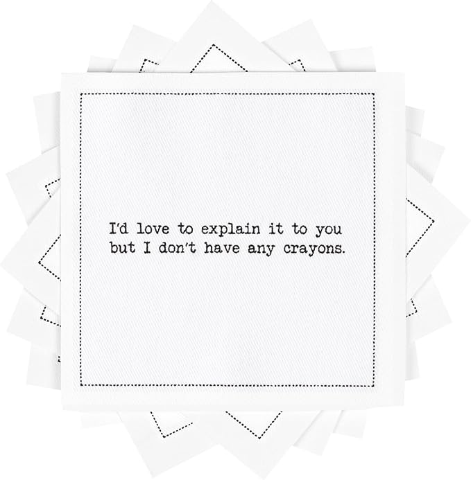 Five Star Funny Subversive Quotes | White Cotton Cocktail Napkins | 50 Luxury Disposable Beverage Napkins with Witty Bar Quotes | Drink Napkins for Parties, Bars, Weddings & Game Nights