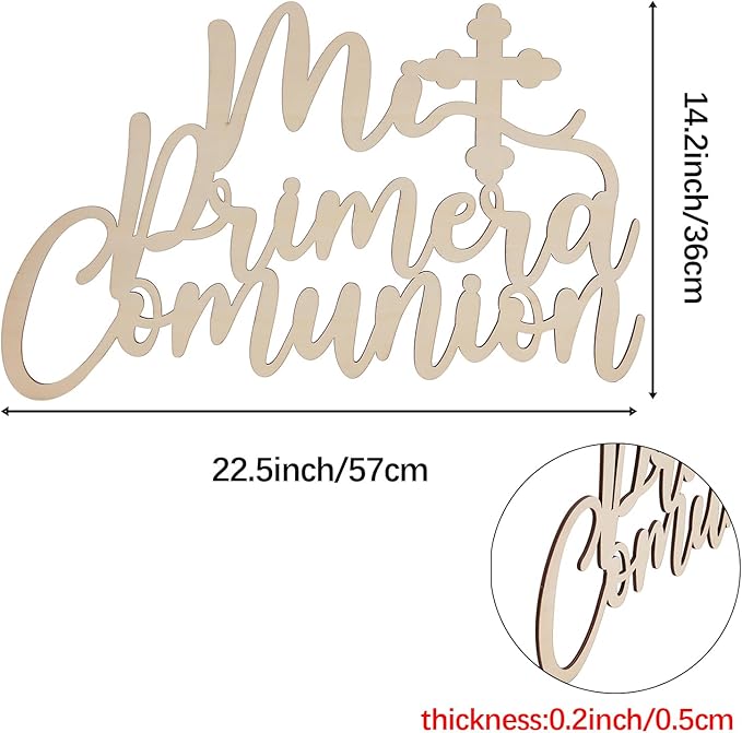 Mi Primera Comunión Wooden Sign - Baptism And First Communion Decoration, Religious Events Party Photo Booth Props, My Christening