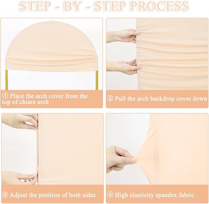 Spandex Fitted Wedding Arch Cover Set of 3 Beige Arch Backdrop Cover 4ft 5ft 6ft Arches Backdrop Frame Covers Chiara Arched Covers Stretchy Backdrops for Gender Reveal Baby Shower Balloon Decor
