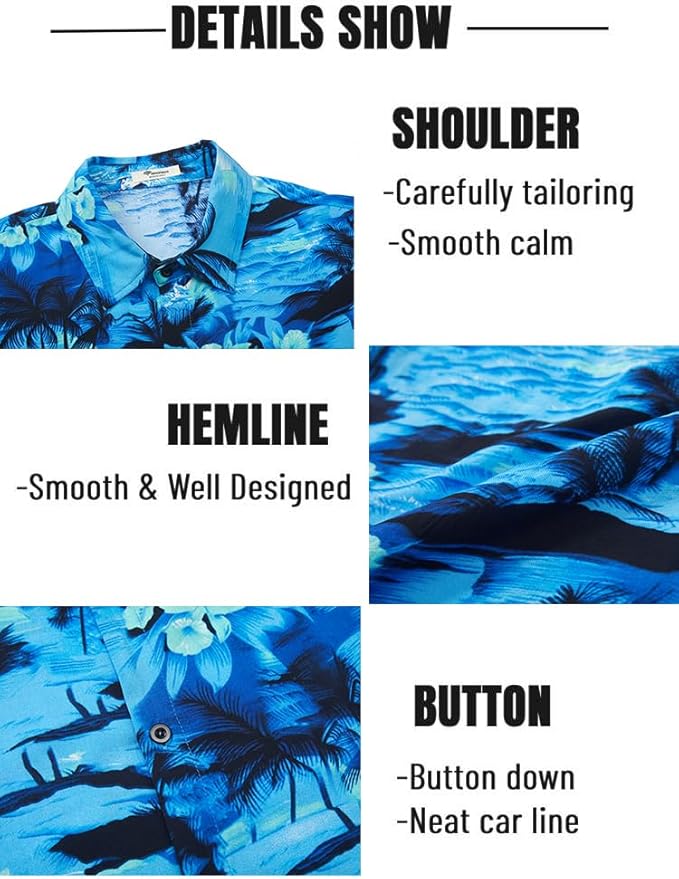 EISHOPEER Men's Flower Hawaiian Sets Casual Short Sleeve Shirt and Shorts Suits Outfits with Bucket Hats