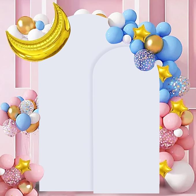 Arch White Cover Spandex Arch Cover Set of 2 Arches Covers Stretchy Backdrop Wedding Arched Covers Fabric Chiara Backdrop Covering 7.2FT 6FT for Baby Shower Birthday Banquet Decorations