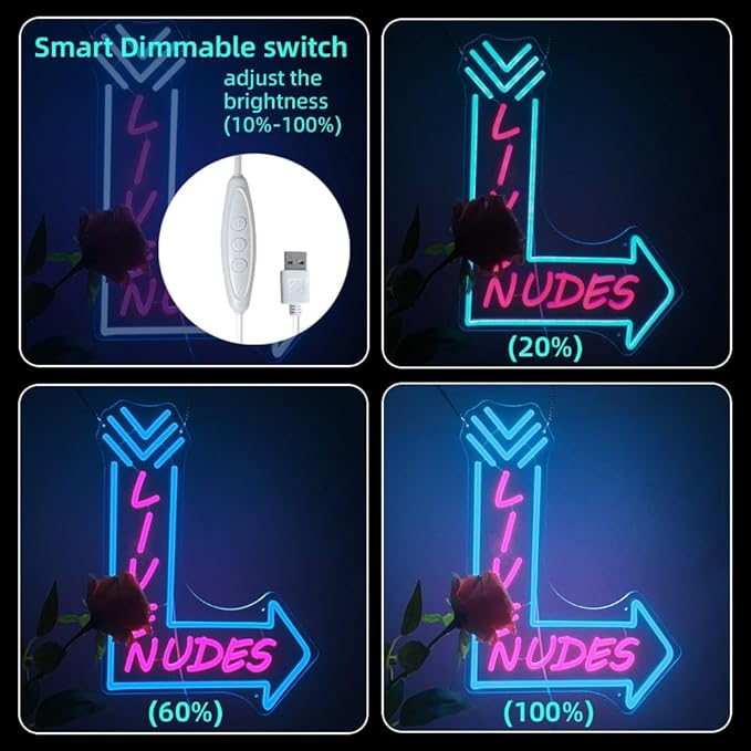 Large Live Neon Sign (20X15inches), Neon Signs for Man Cave & Home Art Decor,USB Powered LED Neon Lights Signs with Dimmer for Bar Office Hotel Pub Cafe Recreation Room Sign