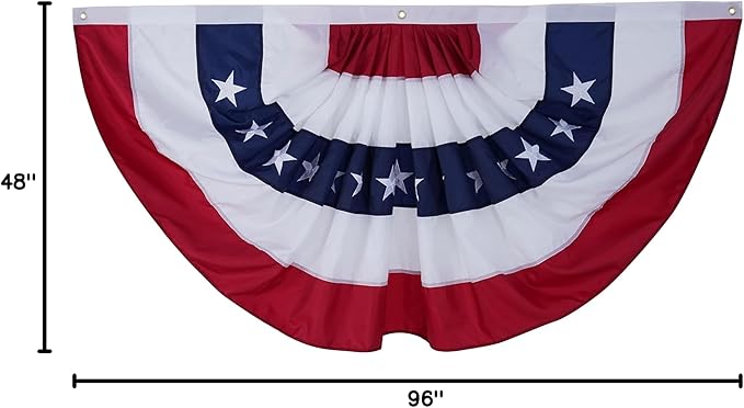 ROTERDON American Flag Bunting - 4x8 ft, Outdoor Patriotic Bunting, Embroidered 4th of july Decorations Outdoor, with Brass Grommets