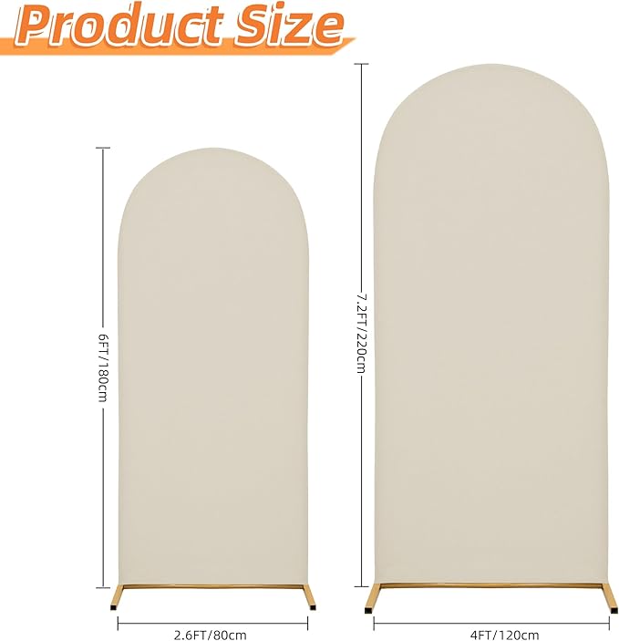 Wedding Arch Cover Spandex Arch Backdrop Cover 7.2FT,6FT Set of 2 Arch Stand Cover Arch Covers Stretchy Backdrop for Wedding Birthday Party Decoration Baby Shower (Off-White)