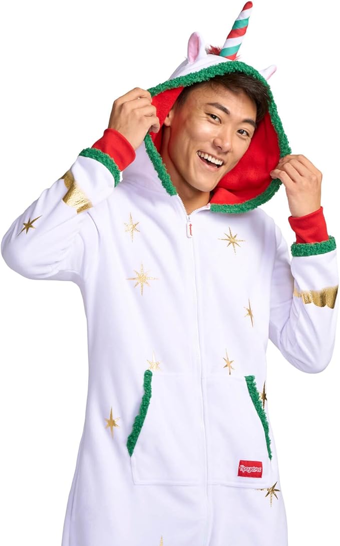 Tipsy Elves Christmas Onesies for Adults - Comfy Unisex Matching Holiday Jumpsuits with Convenient Pockets