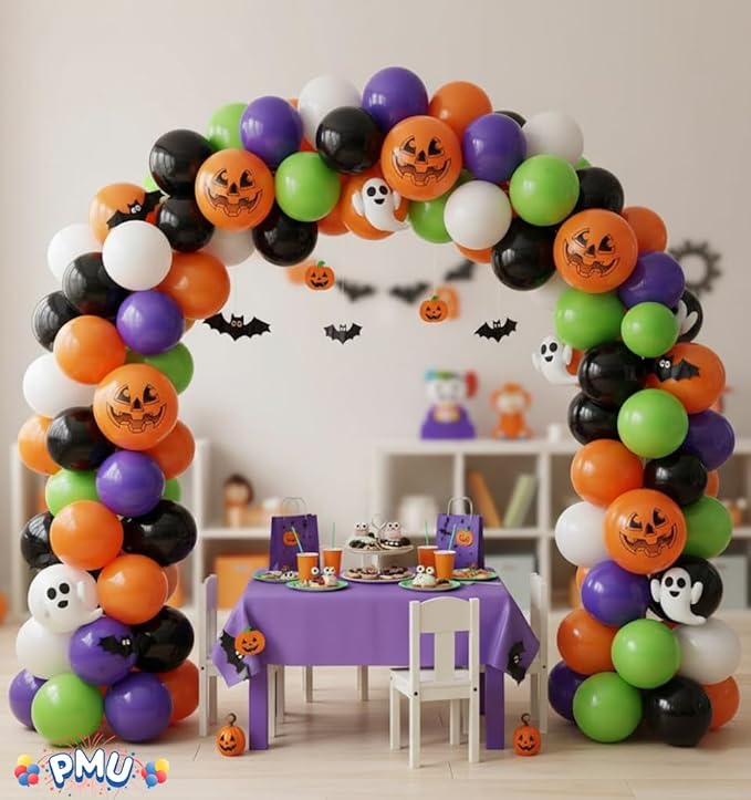 PMU Halloween Balloons 17 Inch PartyTex Bright Orange Jack-O-Lantern Latex Pkg/100