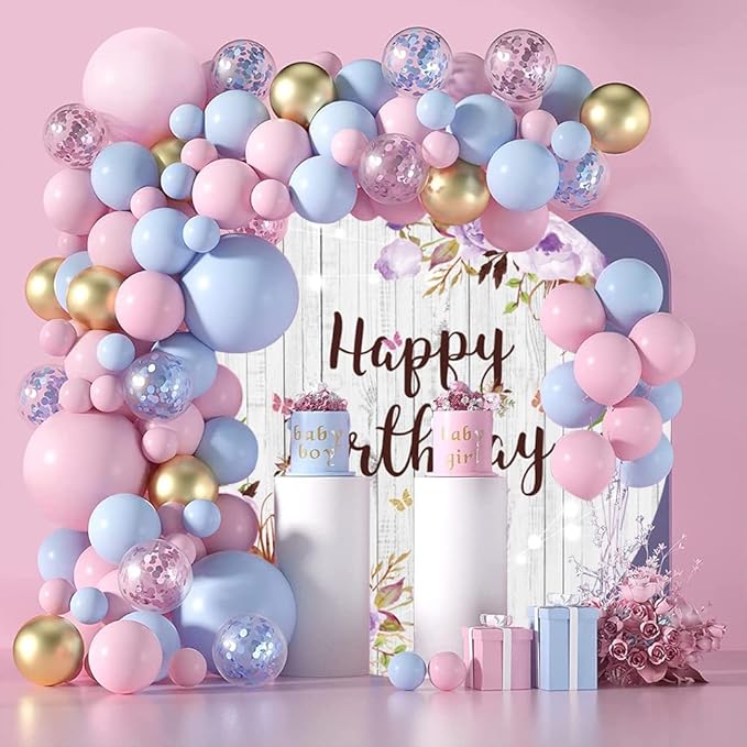 OERJU Happy Birthday Round Backdrop Cover Rustic Wood Purple Floral Flowers Birthday Background for Photography Girls Women Birthday Party Circle Backdrop Cover Cake Table Decoration 6.5x6.5ft