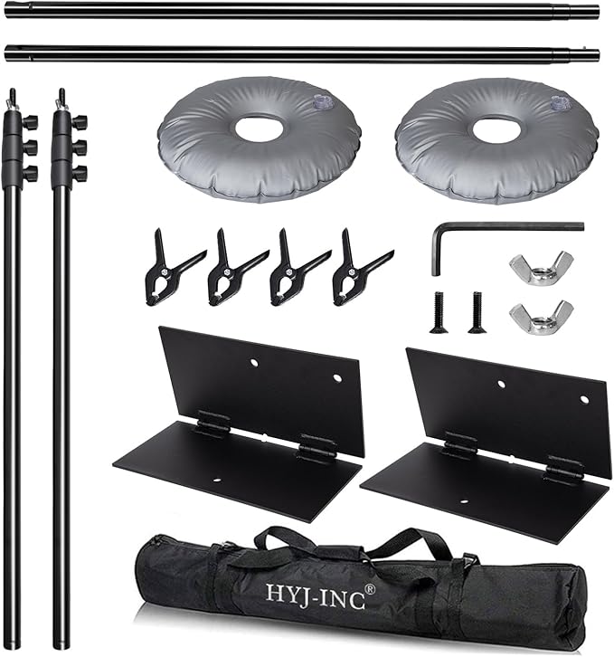 Pipe and Drape Photography Backdrop Stand Kit Adjustable Photo Background Stand 10ft x 8.5ft with Metal Base for Parties Weddings Birthday Party Events Photo Booth with 4 Clamps,Carrying Bag.