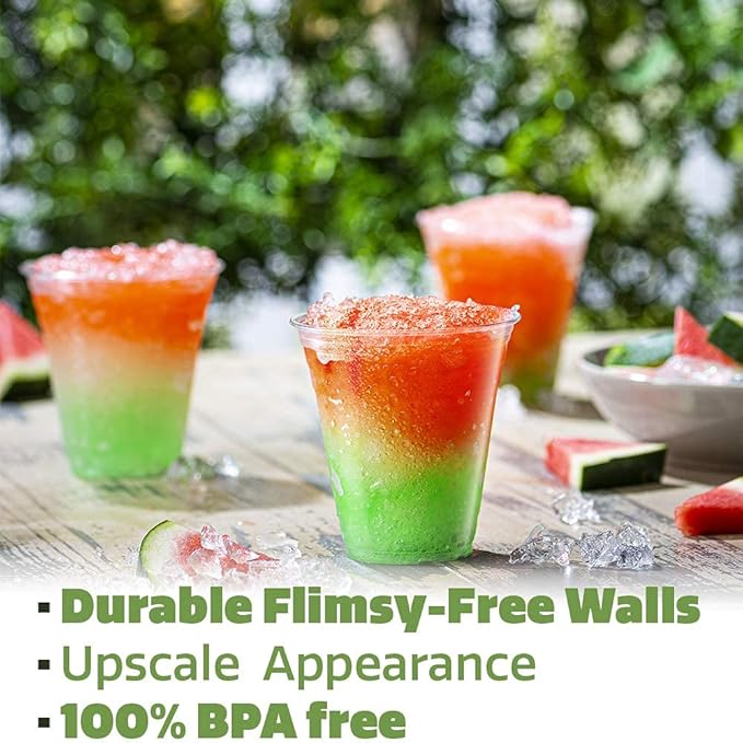 Comfy Package [Case of 1,000 12 oz. Crystal PET Clear Plastic Cups for Party - Ideal for Cold Beverages, Smoothies, and Parties