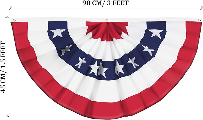 American Flag Bunting Patriotic Pleated Fan Flag USA Flags with Brass Grommets and Zip Ties for 4th of July Memorial Day Decoration Outdoor (9, 1.5x3 Feet)