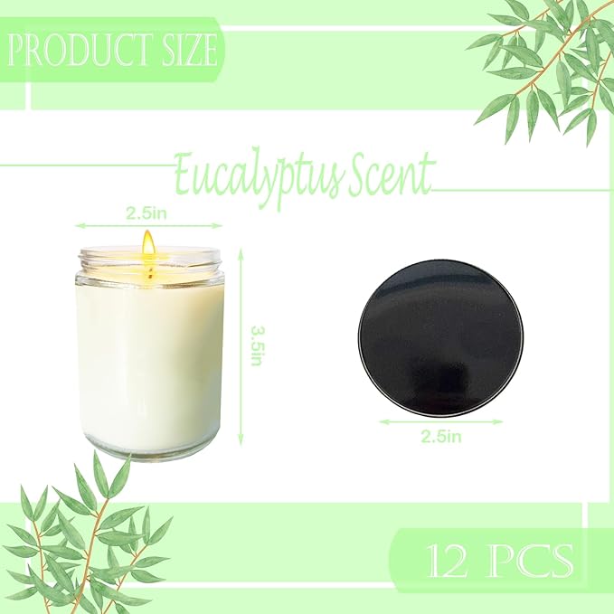 24 Pcs 6 Oz Eucalyptus Scented Soy Candles Set,Mason jar Bulk Candles for Gifts,Aromatherapy Candle,Great Stress Relieving Scented Candle for Girls as a Gift for Birthdays, Weddings and More!
