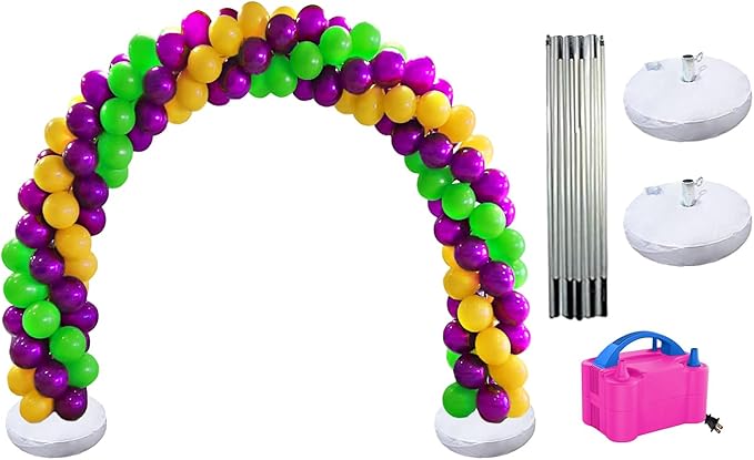 Balloon Arch Deluxe DIY Professional Kit with Mardi Gras Gold, Green and Purple Balloons (1/Pkg) Pkg/1