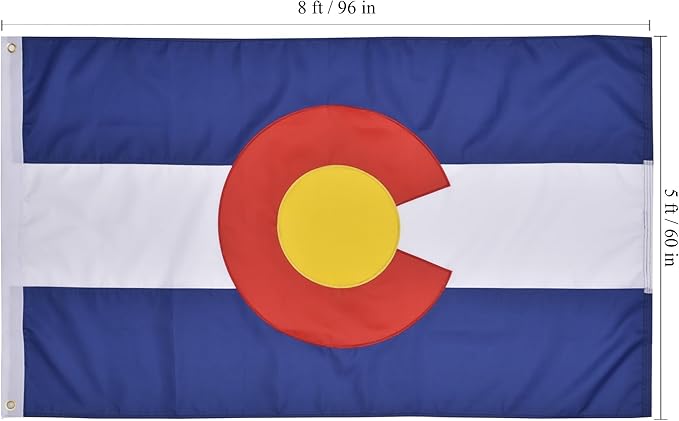 Colorado State Flag 5x8 Ft Deluxe Full Embroidered Heavy Duty Polyester Durable CO Outside Flags with Sewn Stripes and Brass Grommets for Indoor/Outdoor