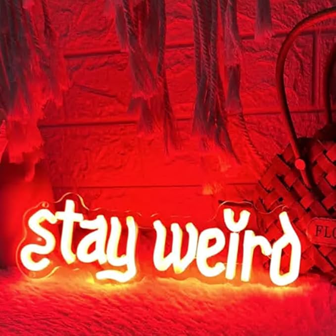 Stay Weird Neon Sign, Custom Gothic Room LED Neon Light, Vintage Font Wall Art, Gothic Halloween Humor Gothic Sign, Dark Art Wall Décor USB Size:24in