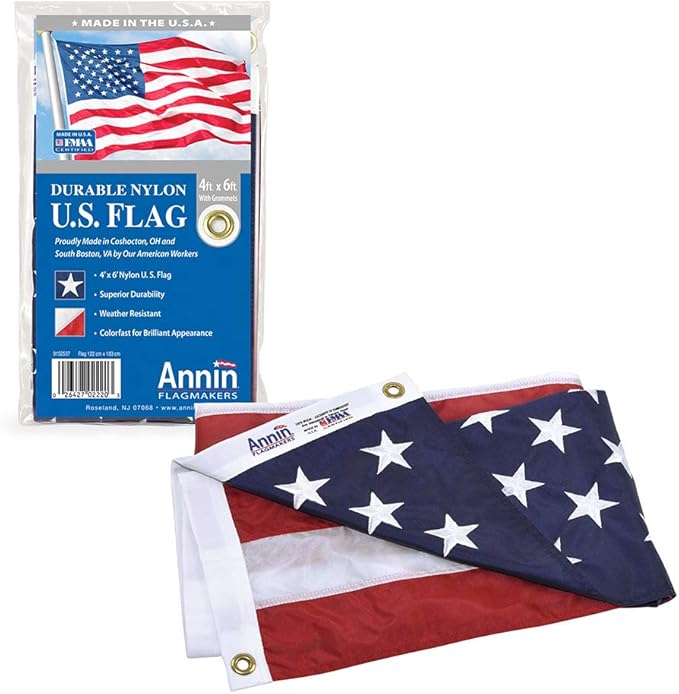 Annin Flagmakers (2220) SolarGuard Nyl-Glo American Flag, Made in USA, 4 x 6 Feet, Nylon