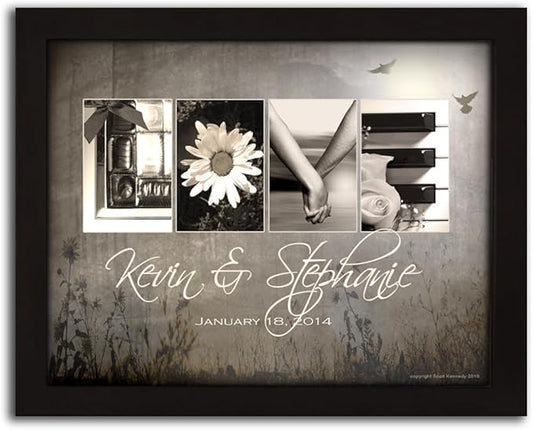 Personal-Prints LOVE LETTERS | Personalized Romantic Canvas Art Gift with Your Names | Custom for Valentine’s Day or Wedding Anniversary (11"x14" Framed Paper Print)