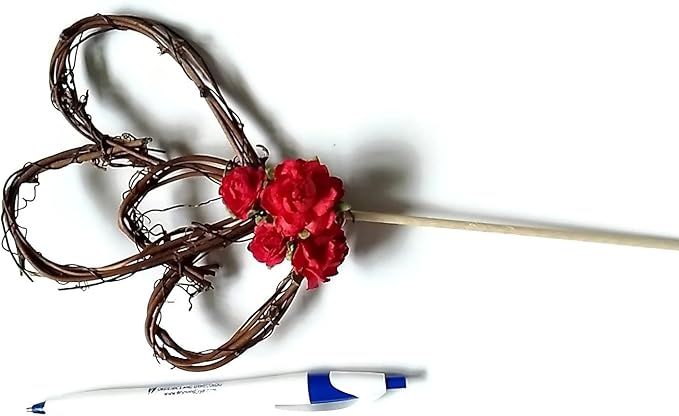 Rustic Wedding Cake Topper with Red Roses