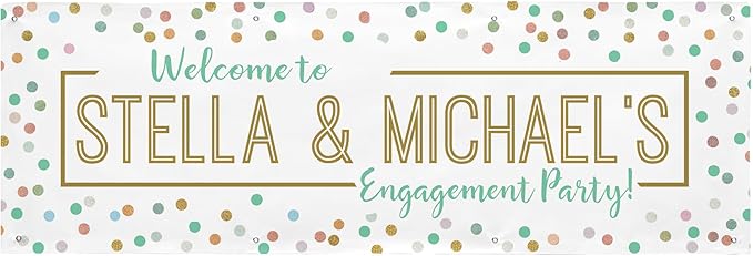 Let's Make Memories Personalized Banner - Party Decorations - Wedding, Anniversary, Engagement - Customized Banner - Celebration - Any Text - Indoor/Outdoor Vinyl - Pastel - 10 ft