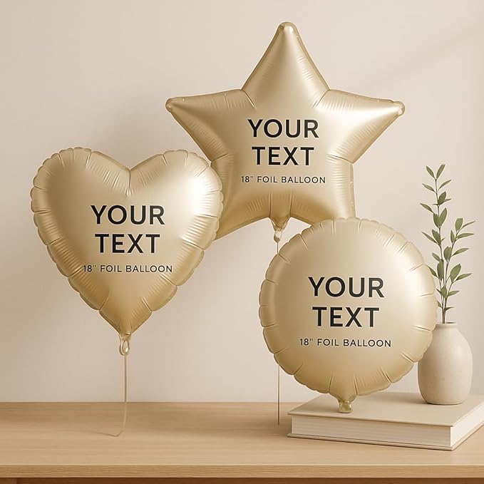 Custom Foil Balloon – 20 Pcs 18 Inch Star, Heart or Round Shape Foil Balloon – Double-Sided Printed Personalisation with Text, Image or Logo (star)