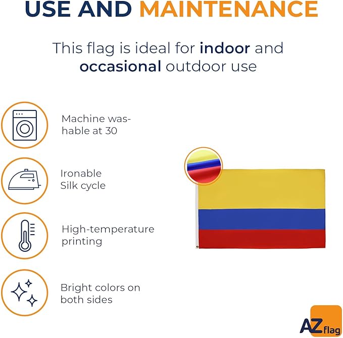 AZ FLAG - Colombia Flag - Large 5x8 Ft - 100D Polyester Colombian Big Banner with Two Metal Grommets - Fade Resistant - Vivid Colors - 5' x 8' Feet - 250x150 Cm