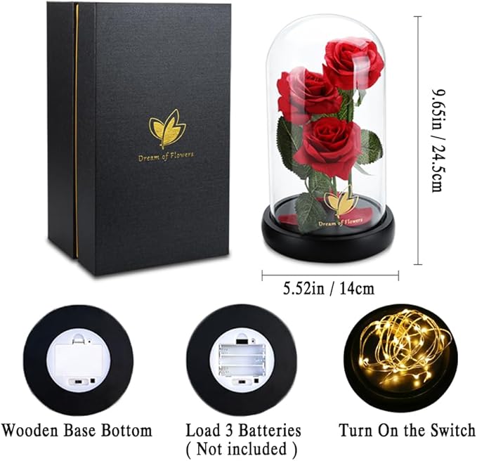 Valentines Day Flowers Gifts for her,Beauty and The Beast Rose with 40 Warm White LED Brightness Adjustment, Prime Delivery Flowers Gifts,Anniversary/Birthday/Valentines Gift for Women,Girlfriend,Mom