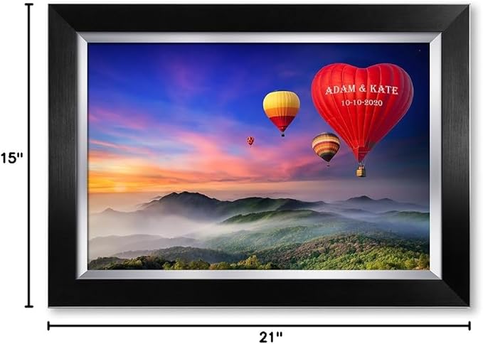 IPIC - Romance on High Personalized Wall Art with Names, Personalized Artwork with Names and Date on, Customized Gift for Anniversary,Wedding,Birthday and Holidays. Framed size: 21x15
